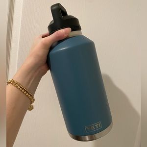 Yeti 64 is rambler water bottle with chug cap Nordic blue